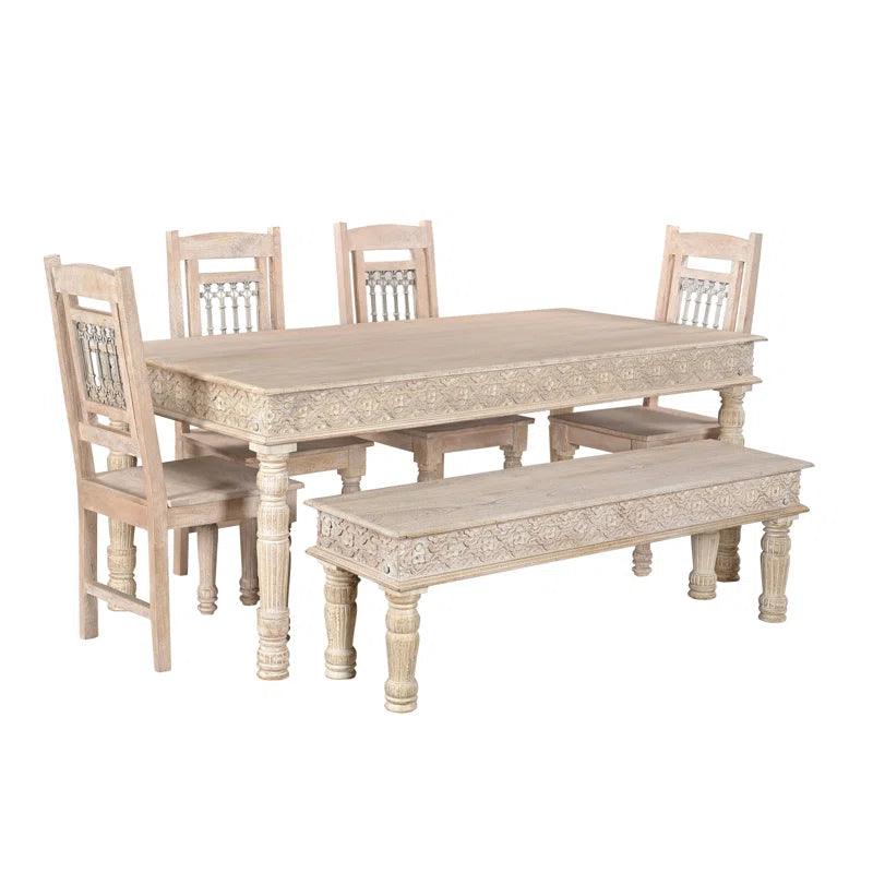 6 - Piece Solid Wood Dining Set - Ouch Cart