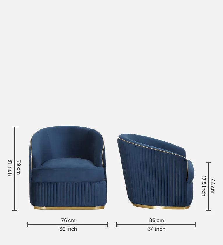 Velvet 1 Seater Sofa In Blue Colour - Ouch Cart