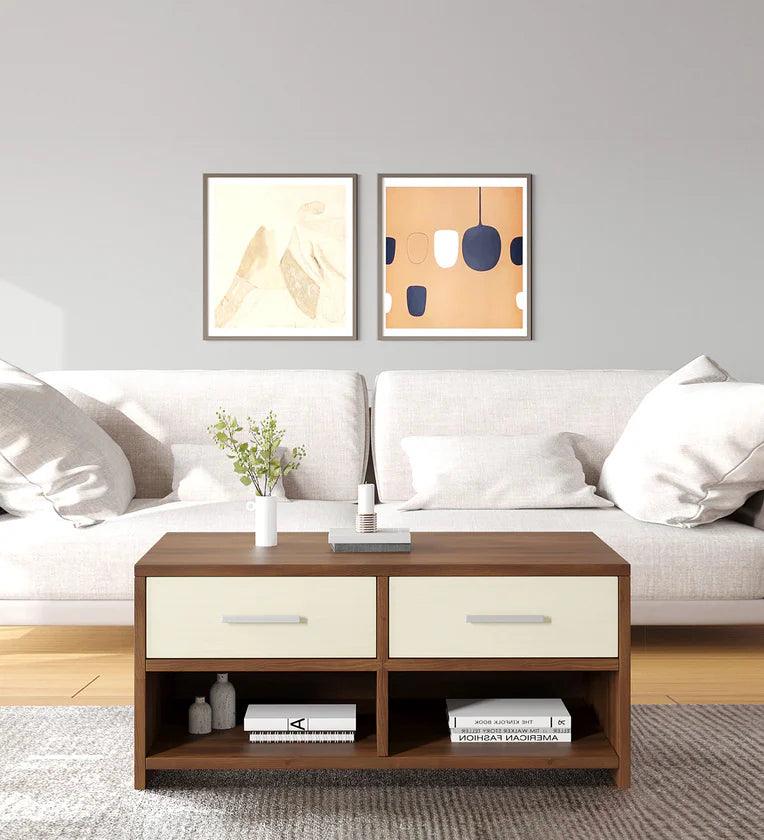 Wood Top Coffee Table In Dual Finish - Ouch Cart