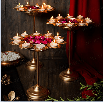 Sat of 3 flower diya urli - Ouch Cart