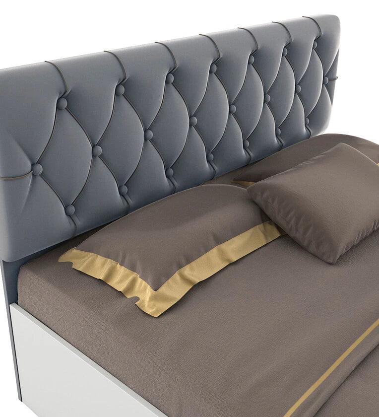 King Size Bed in Frosty White Finish with Hydraulic Storage - Ouch Cart