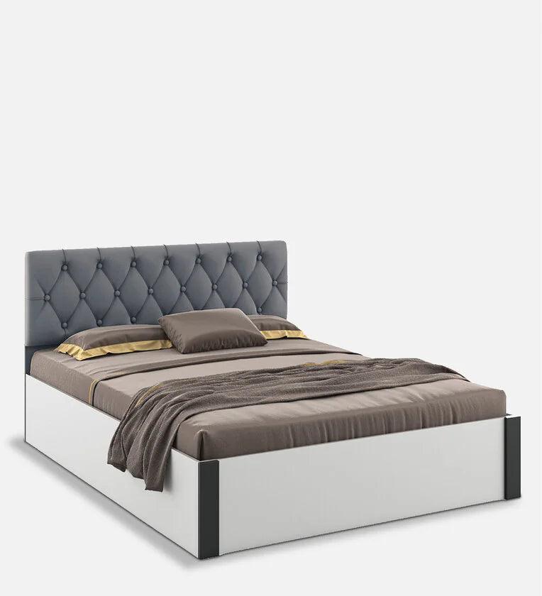 King Size Bed in Frosty White Finish with Hydraulic Storage - Ouch Cart