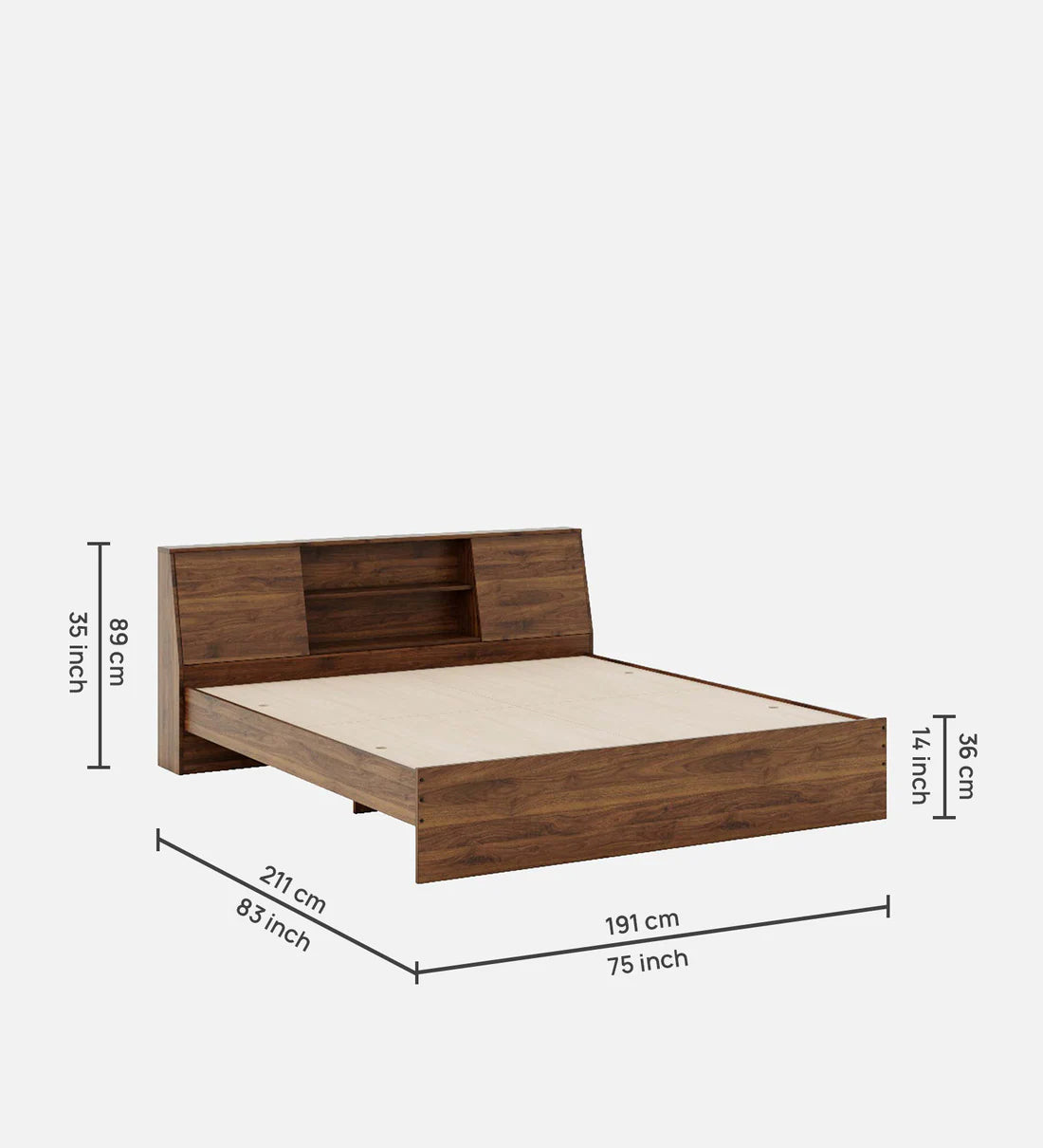 Denz King Size Bed In Columbian Walnut Colour