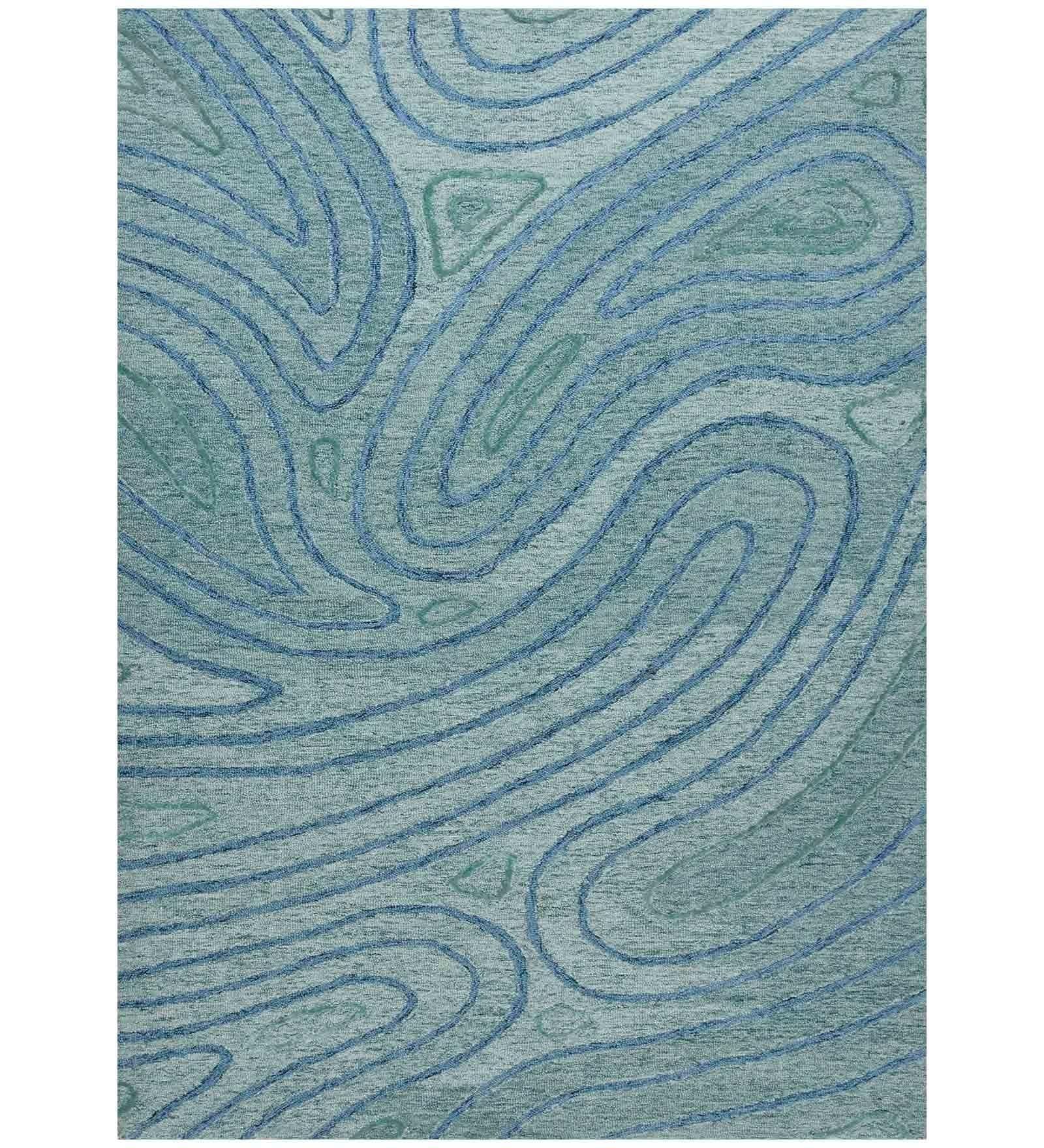 AQUA Wool & Viscose Canyan 5x8 Feet Hand-Tufted Carpet - Rug - Ouch Cart