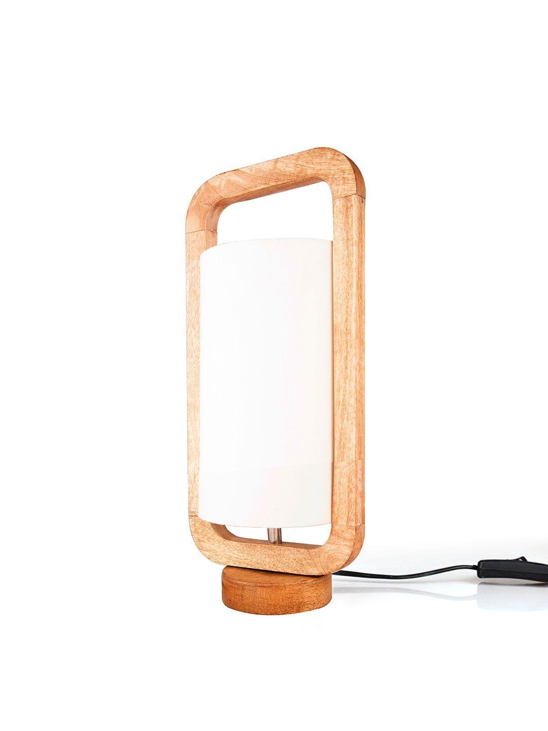 Wooden Lantern Lamp with White Cotton Shade - Ouch Cart