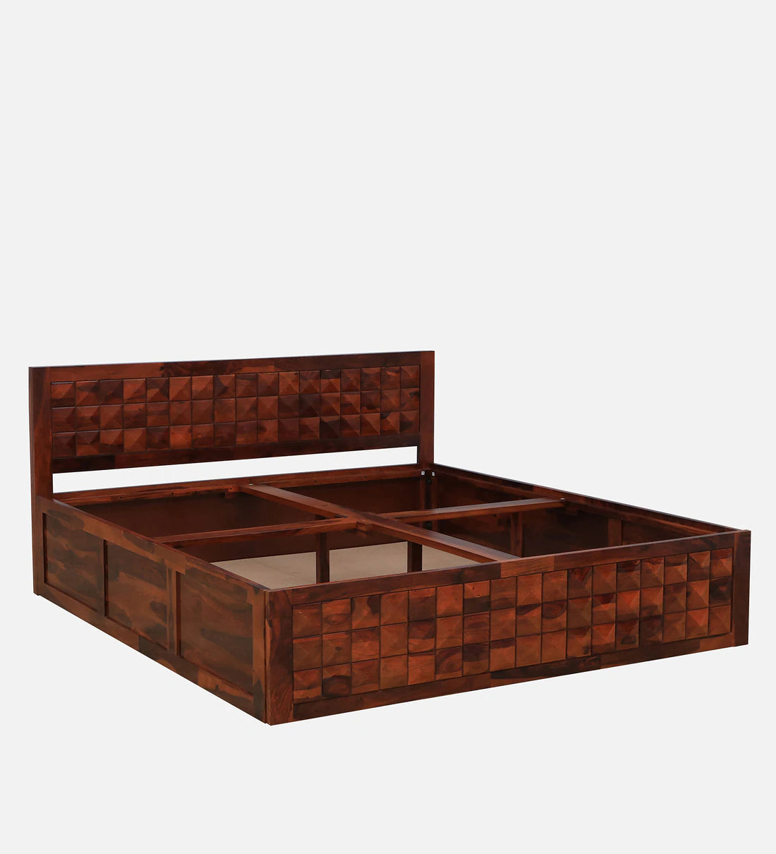 Sheesham Wood King Size Bed in Dark Brown Colour with Box Storage