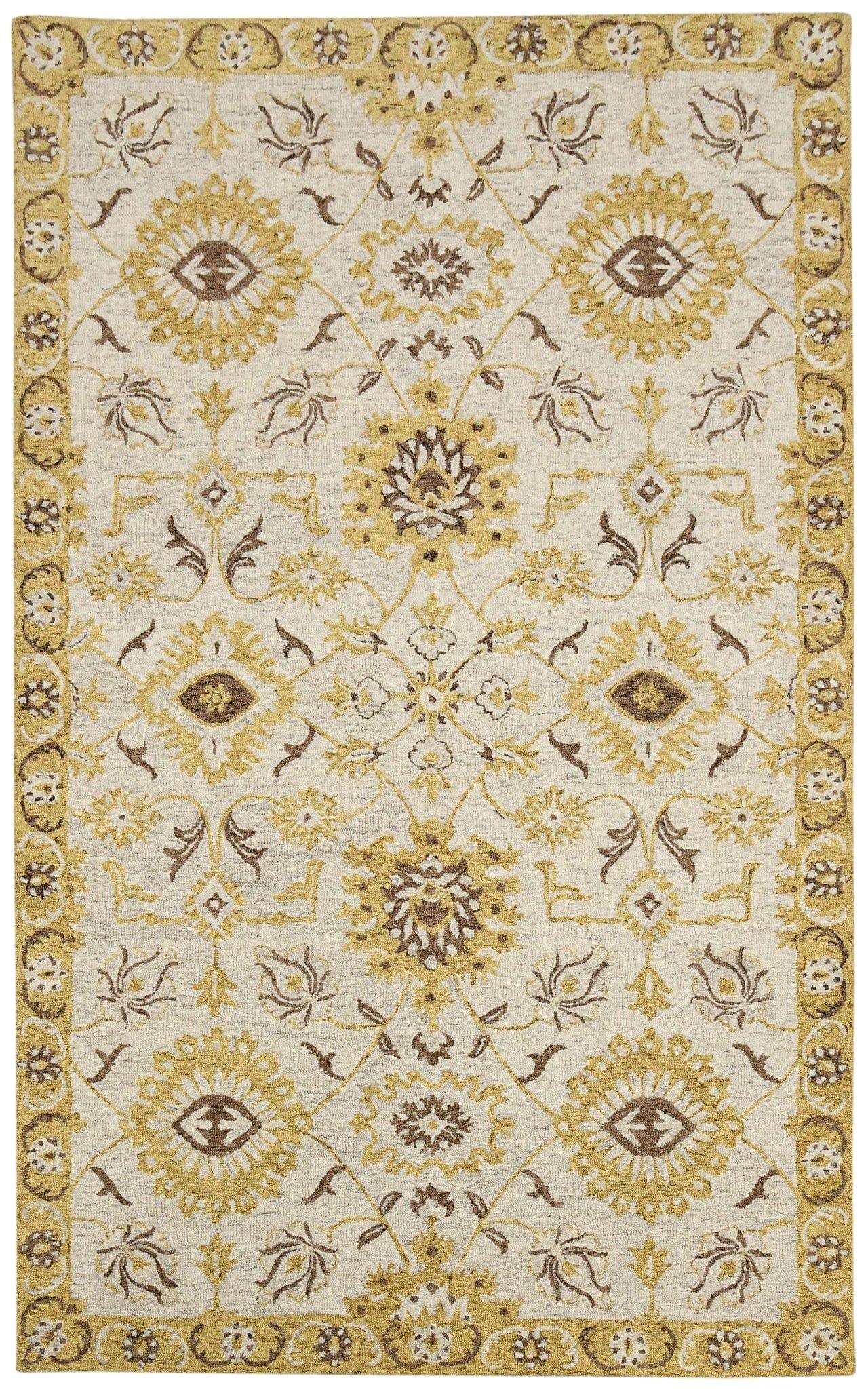 Gold Wool Romania 5x8 Feet Hand-Tufted Carpet - Rug - Ouch Cart