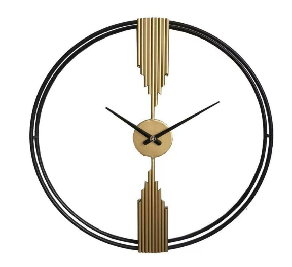 Double Ring Pipe Wall Clock Gold & Black 24Inch N.R.HOMESDECOR