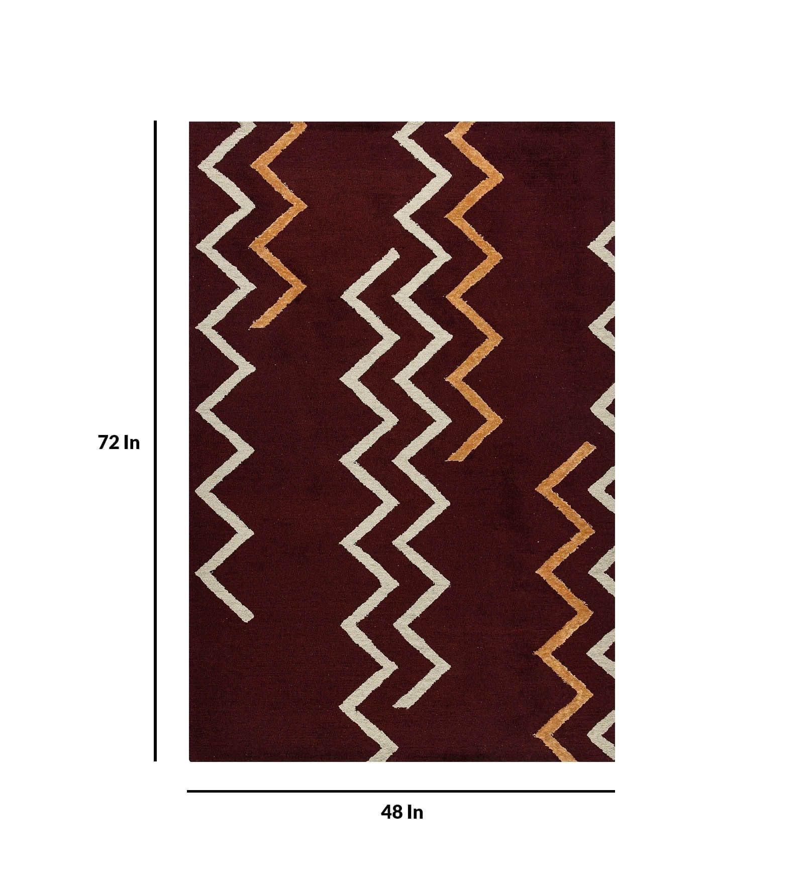 RED BERRY Wool & Viscose Canyan 4x6 Feet Hand-Tufted Carpet - Rug - Ouch Cart