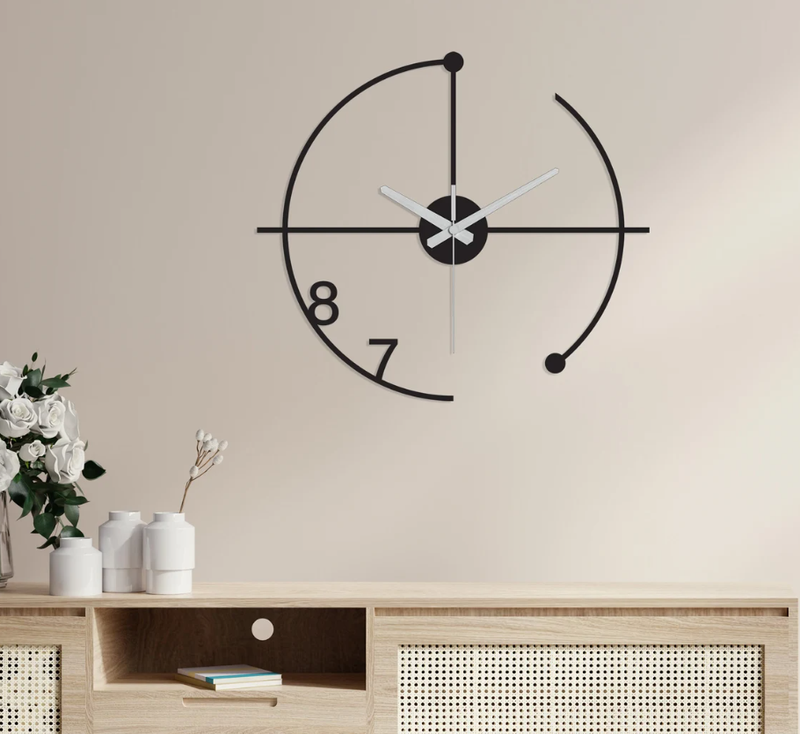 Eighth and Seven black wallclock N.R.HOMESDECOR