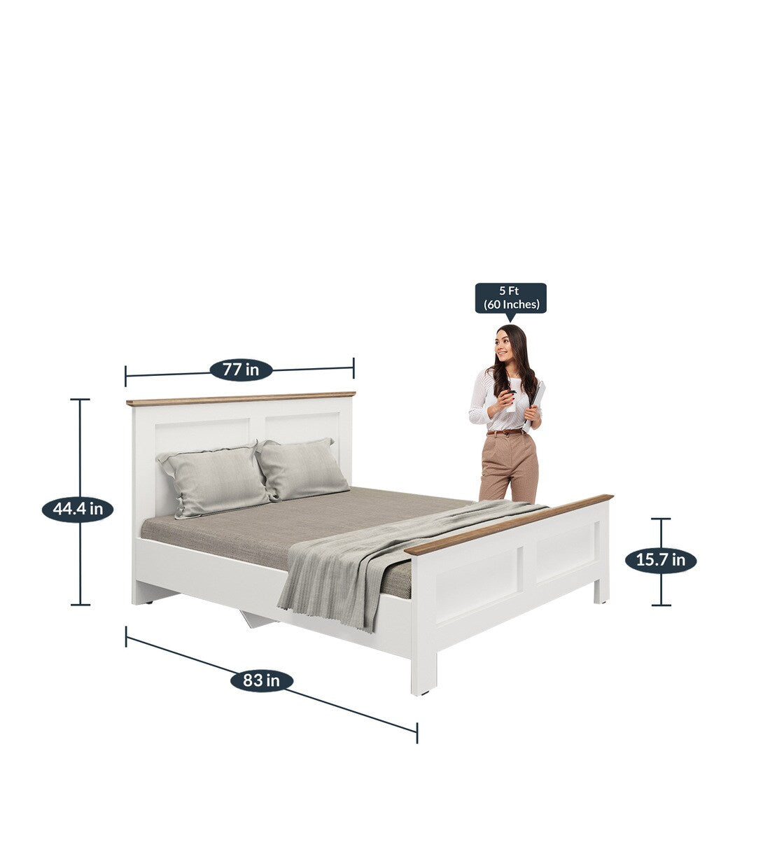 Colen King Size Bed in Mist White Finish