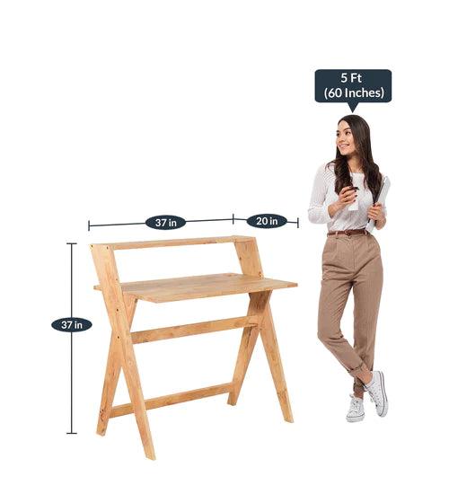 Merve Rocio Study Table in Natural Finish - Ouch Cart