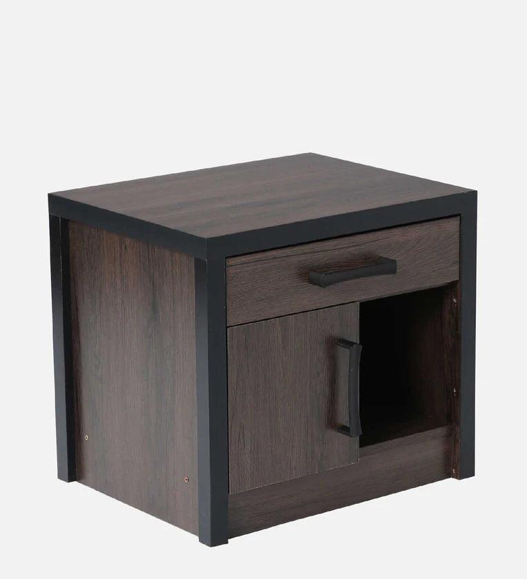 Bedside Table in Brown Oak Finish with Drawer - Ouch Cart