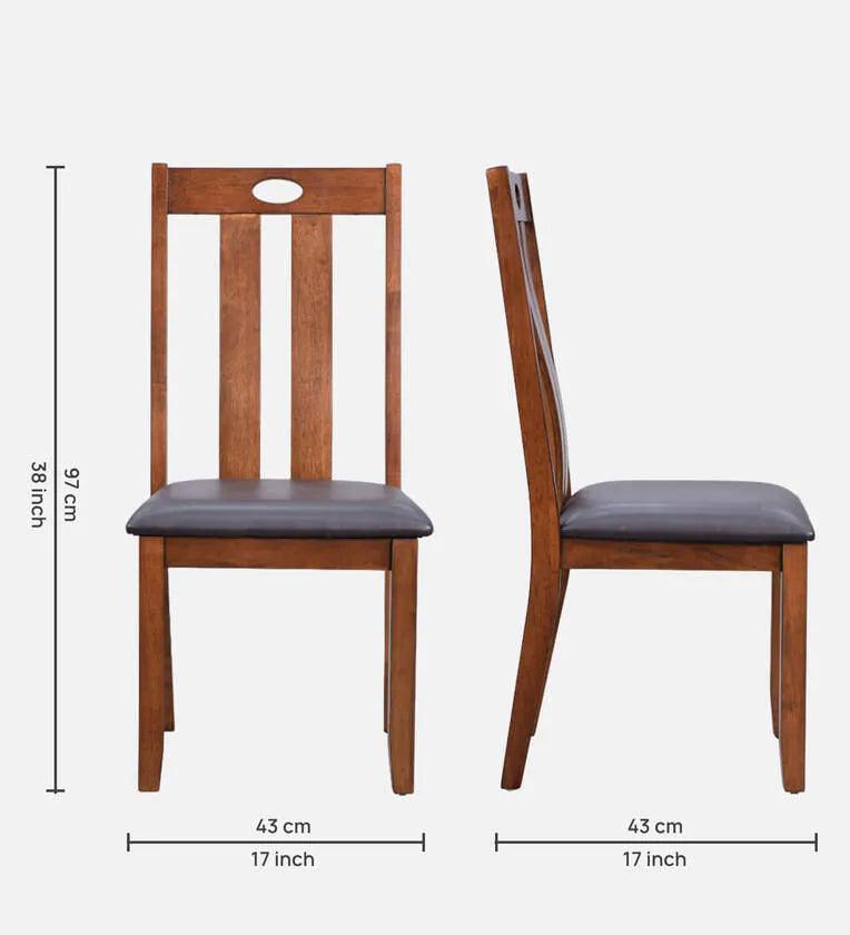 Solid Wood 4 Seater Dining Set In Brown Colour - Ouch Cart