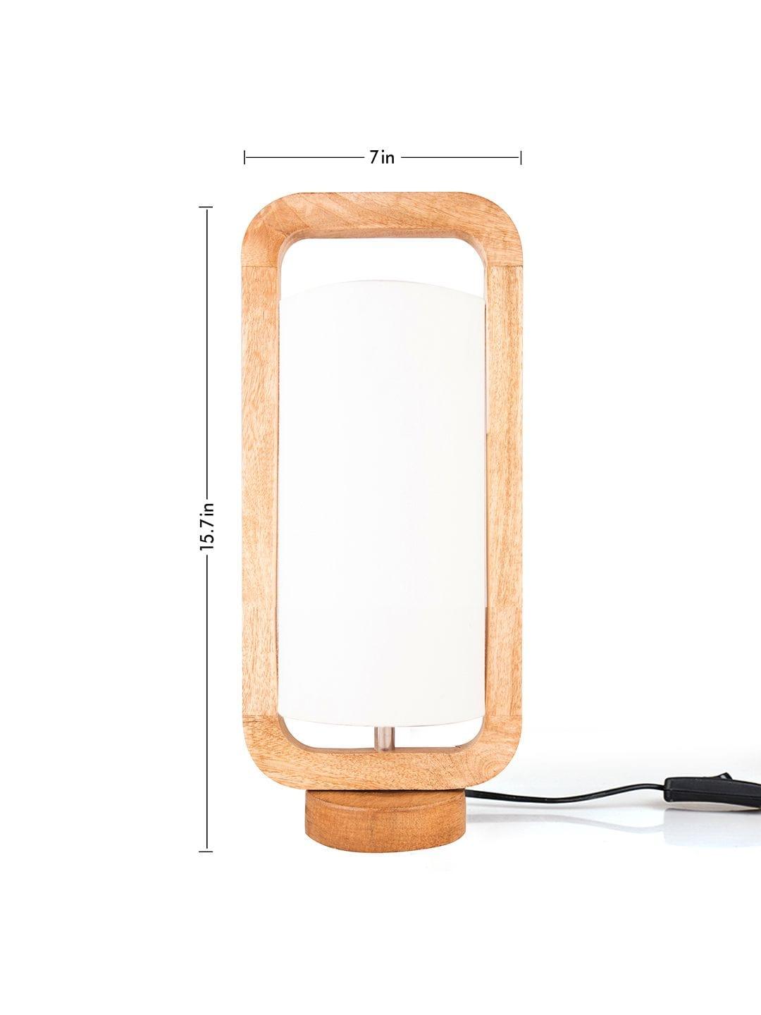 Wooden Lantern Lamp with White Cotton Shade - Ouch Cart