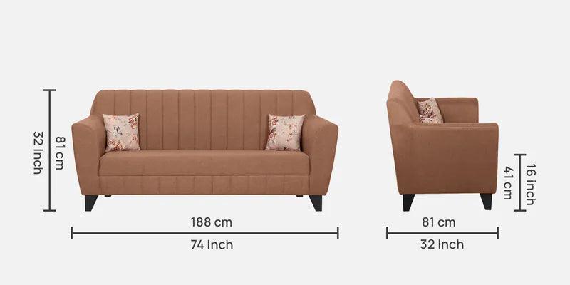 Fabric 3 Seater Sofa In Brown Colour - Ouch Cart