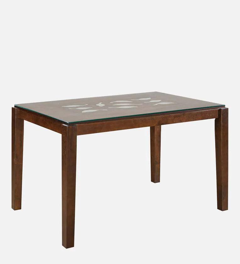 Solid Wood 4 Seater Dining Set in Dark Walnut Finish - Ouch Cart