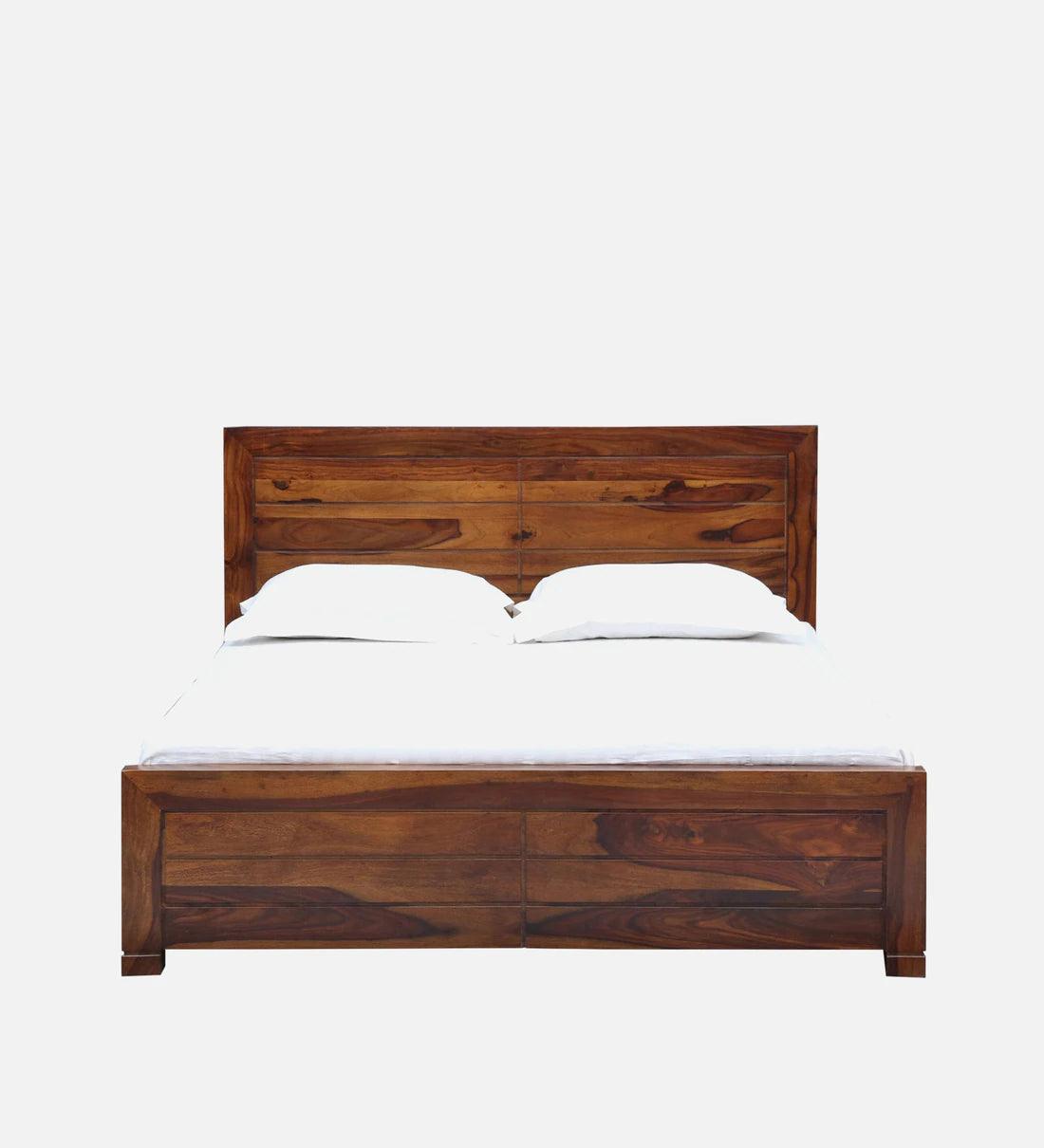 Sheesham Wood King Size Bed In Provincial Teak With BoxStorage - Ouch Cart