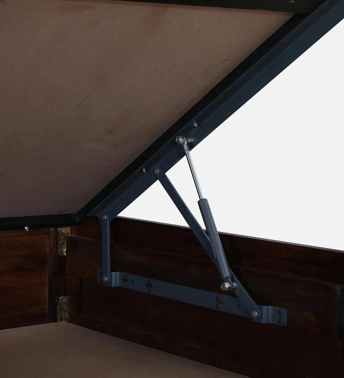 Sheesham Wood King Size Bed In Provincial Teak Finish With Hydraulic Storage - Ouch Cart