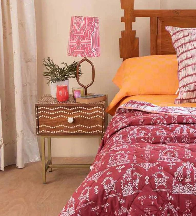 Solid Wood Bedside Table In Natural Finish - Ouch Cart