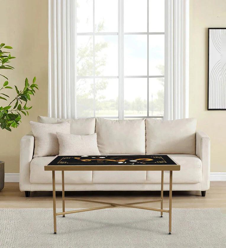 Dragon Glass Top Coffee Table in Black Colour - Ouch Cart