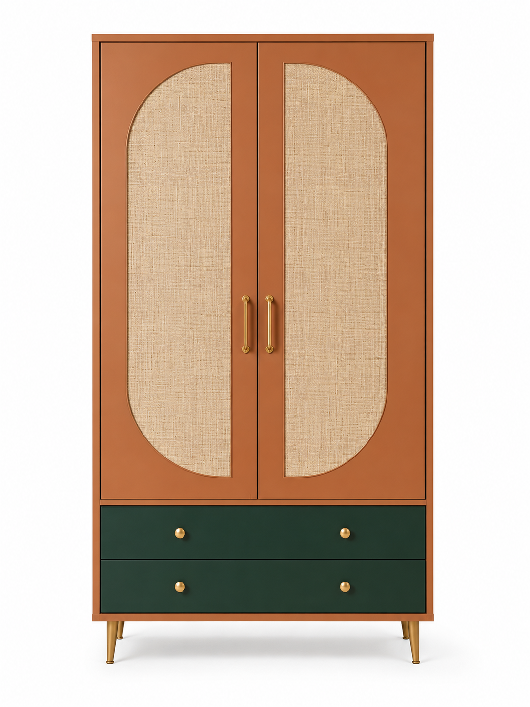 Modern 2 Door Wooden Wardrobe with 2 Drawers