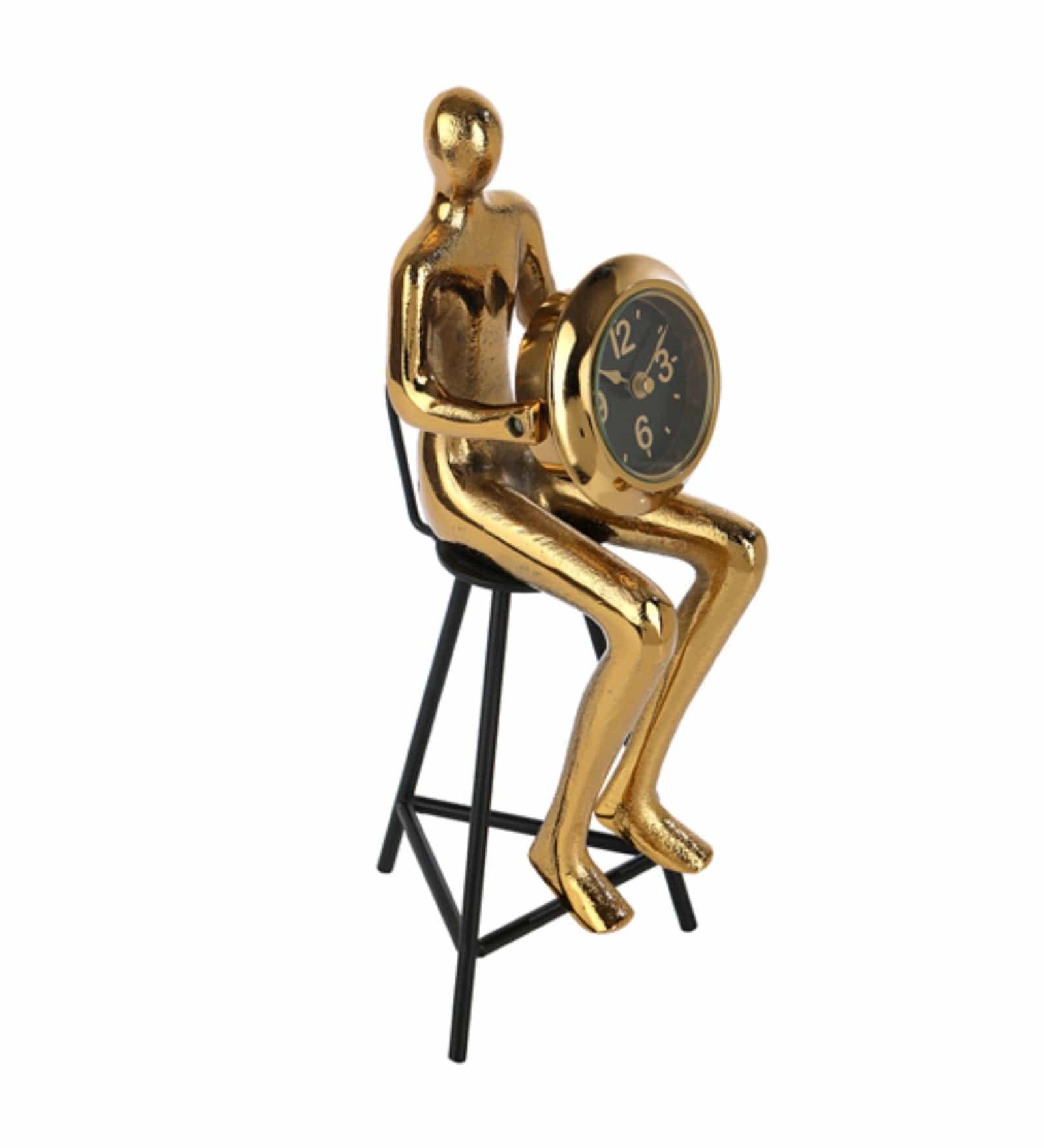 Sitting Man Clock In Gold, - Ouch Cart