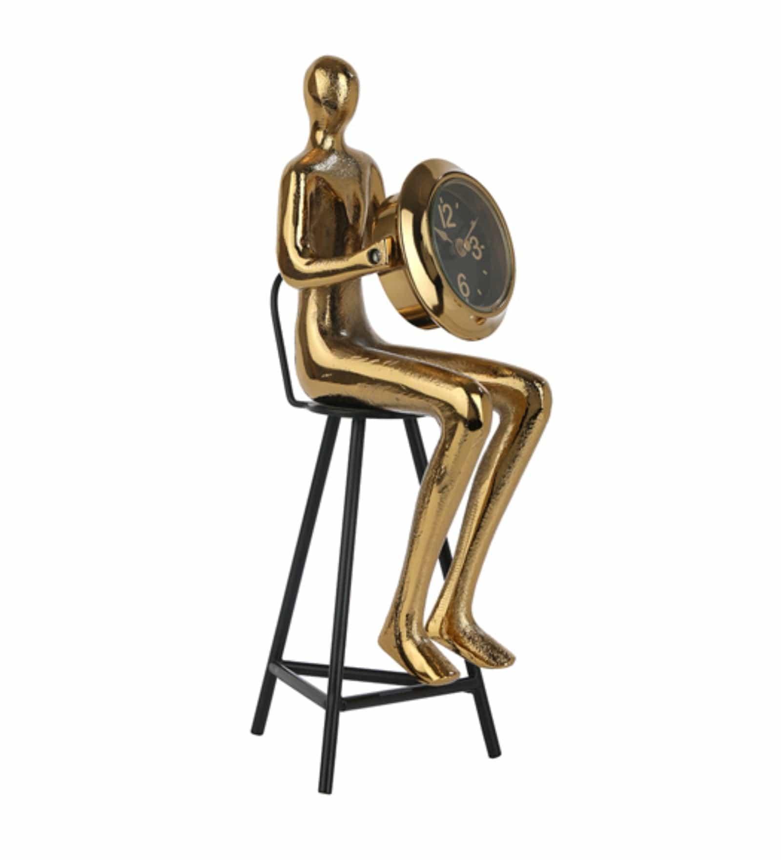 Sitting Man Clock In Gold, - Ouch Cart