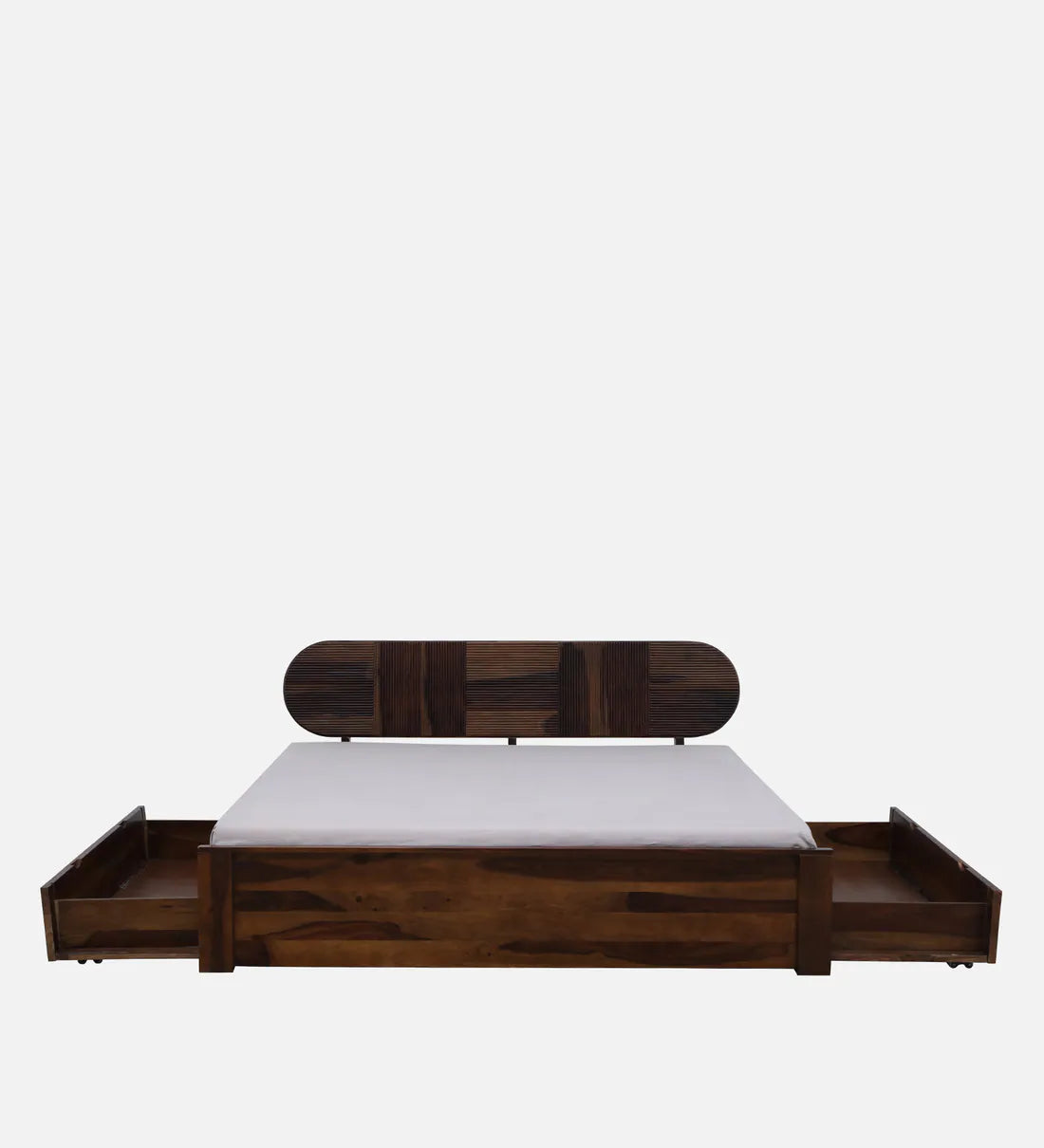 Sheesham Wood King Size Bed With Drawer Storage In Scratch Resistant Teak Finish