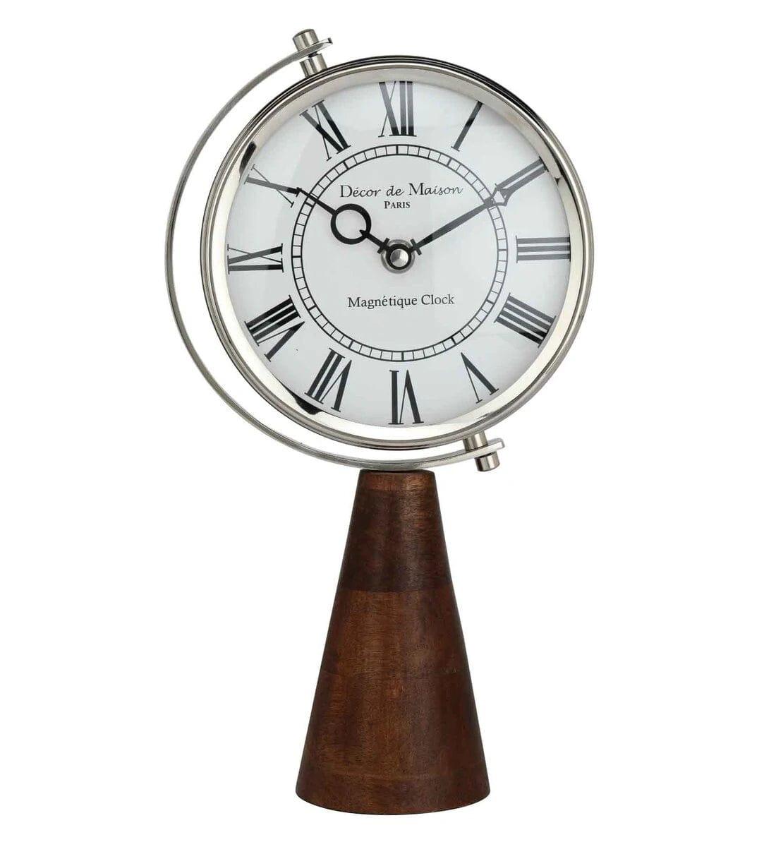 Wood's Pedestal Clock in Reflective Silver - Ouch Cart