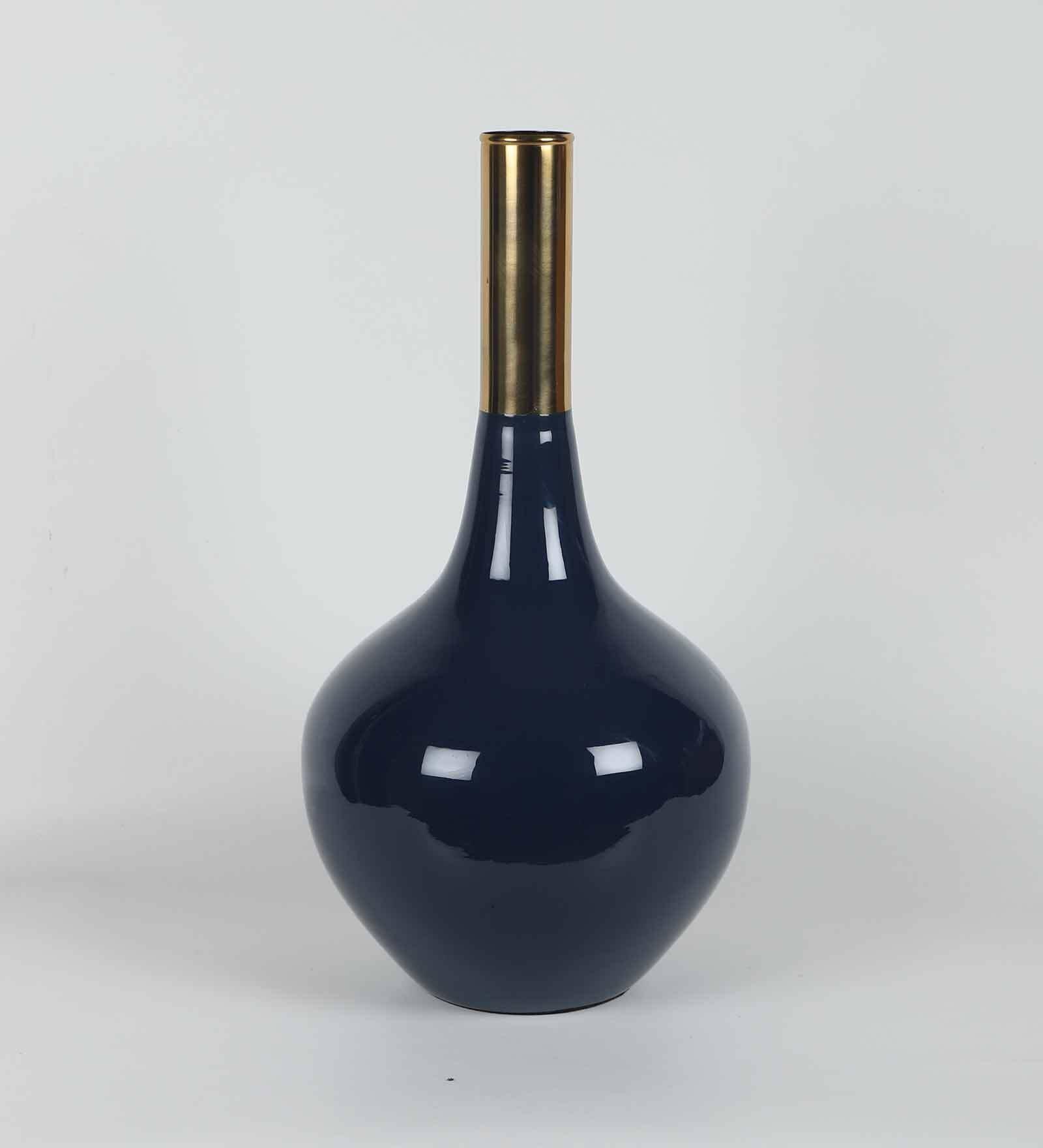 Stout Diedra Teal Blue Brass Floor Vase, - Ouch Cart