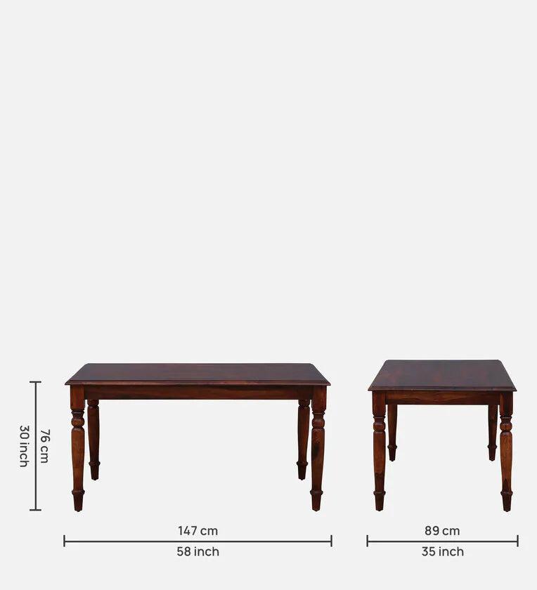 Sheesham Wood 6 Seater Dining Set in Scratch Resistant Honey Oak Finish - Ouch Cart