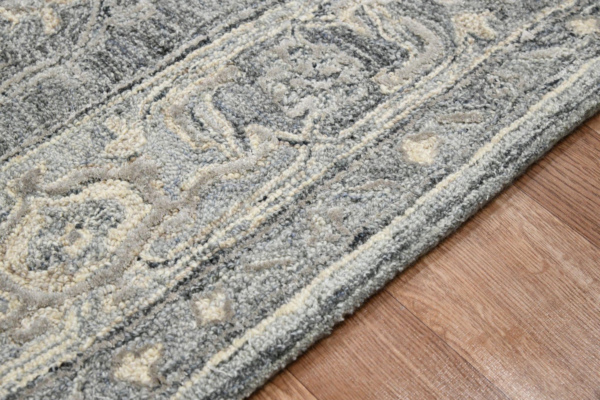 Gray Wool & Viscose Vestige 8X10 Feet Hand-Tufted Carpet - Rug - Ouch Cart