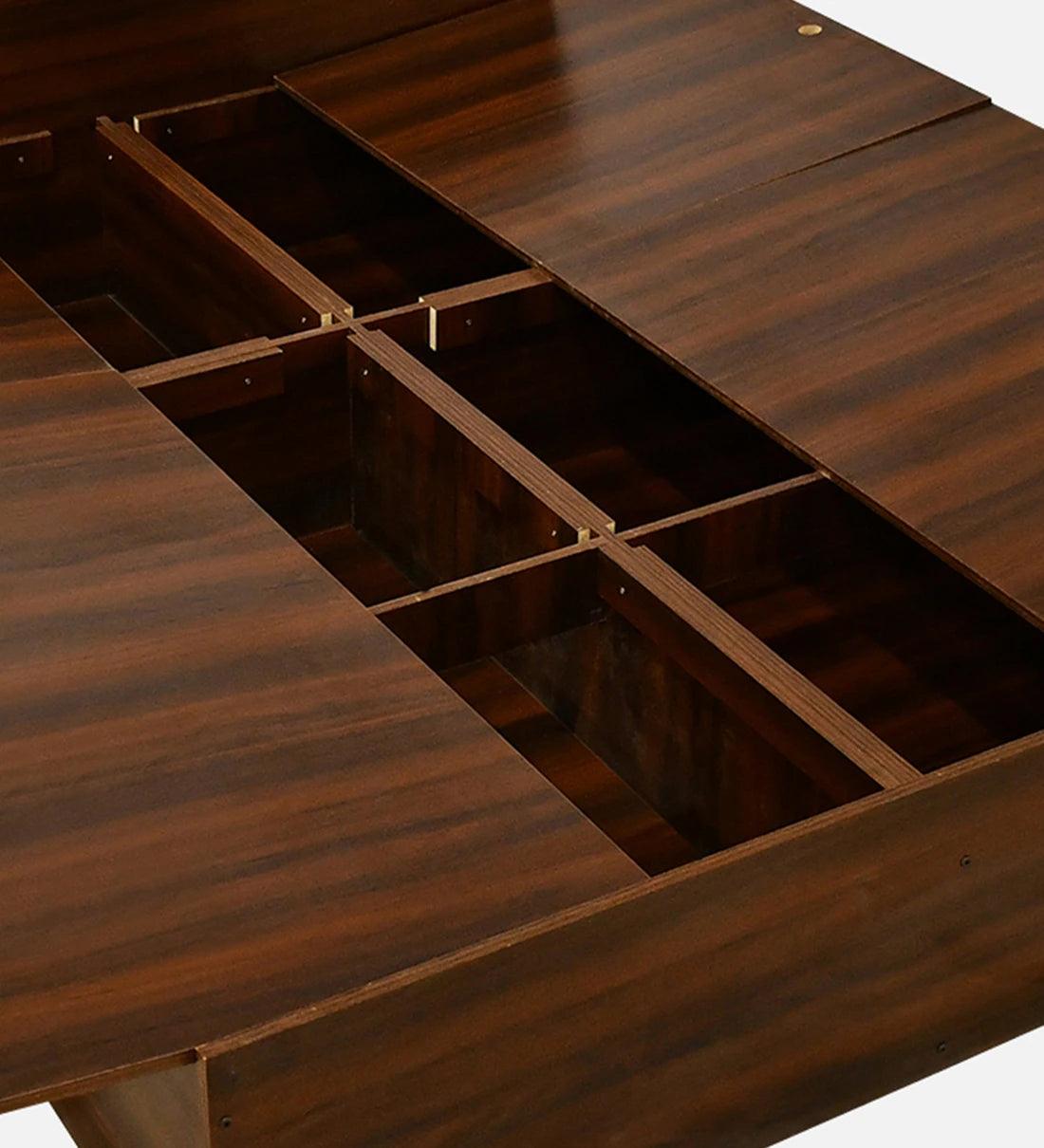 King Size Bed in Virola Wood Finish with Box Storage - Ouch Cart