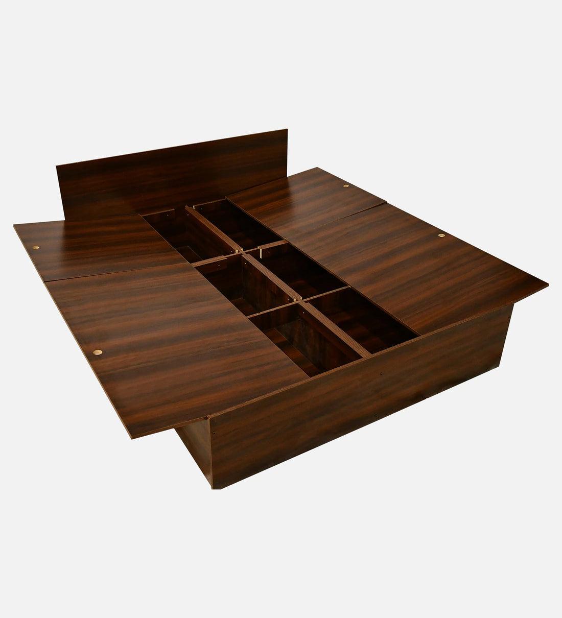 King Size Bed in Virola Wood Finish with Box Storage - Ouch Cart