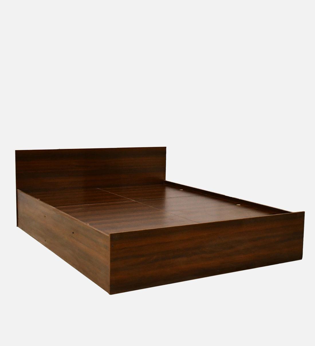 King Size Bed in Virola Wood Finish with Box Storage - Ouch Cart