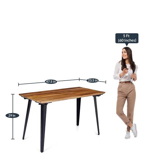 Angel Teak Wood Desk in Black Legs - Ouch Cart