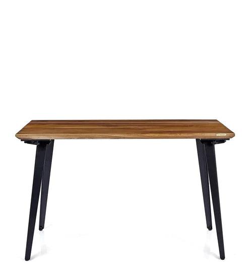 Angel Teak Wood Desk in Black Legs - Ouch Cart