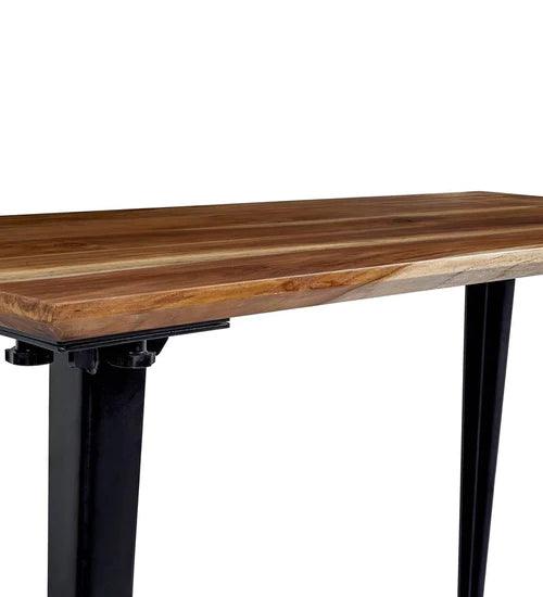 Angel Teak Wood Desk in Black Legs - Ouch Cart