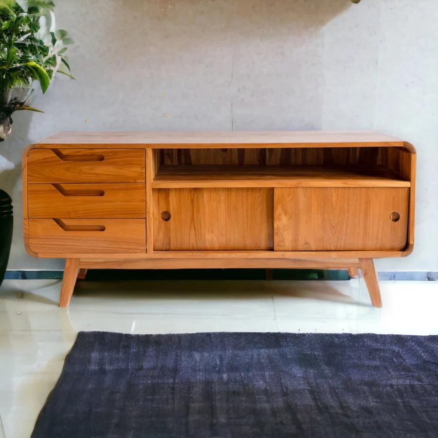 SOLID TEAK WOOD TV UNIT - Ouch Cart