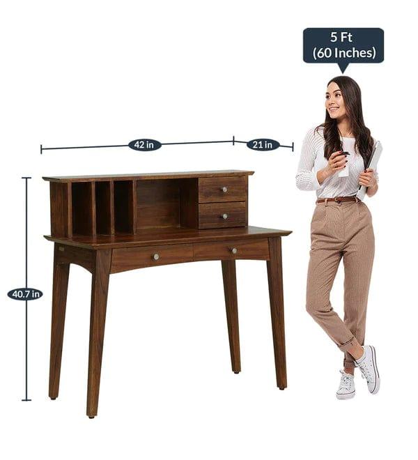 Julian Teak Wood Study Table In Provincial Teak Finish - Ouch Cart