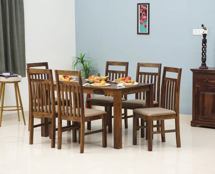 Liesl Sheesham Wood 6 Seater Dining Table Set with 6 Chair for Dining Room