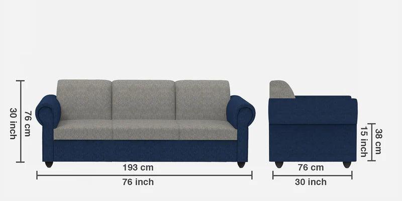 Fabric 3 Seater Sofa In Blue & Light Grey Finish - Ouch Cart
