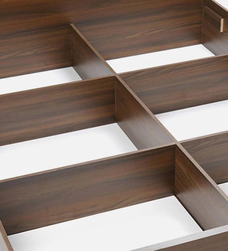 King Size Bed in Classic Walnut Finish with Box Storage - Ouch Cart