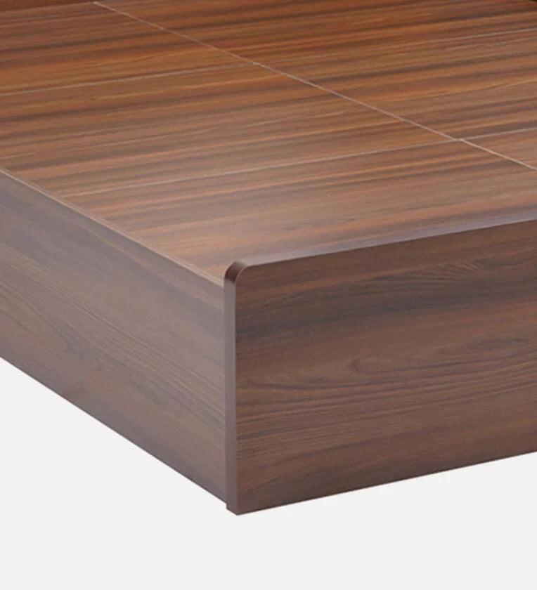 King Size Bed in Classic Walnut Finish with Box Storage - Ouch Cart