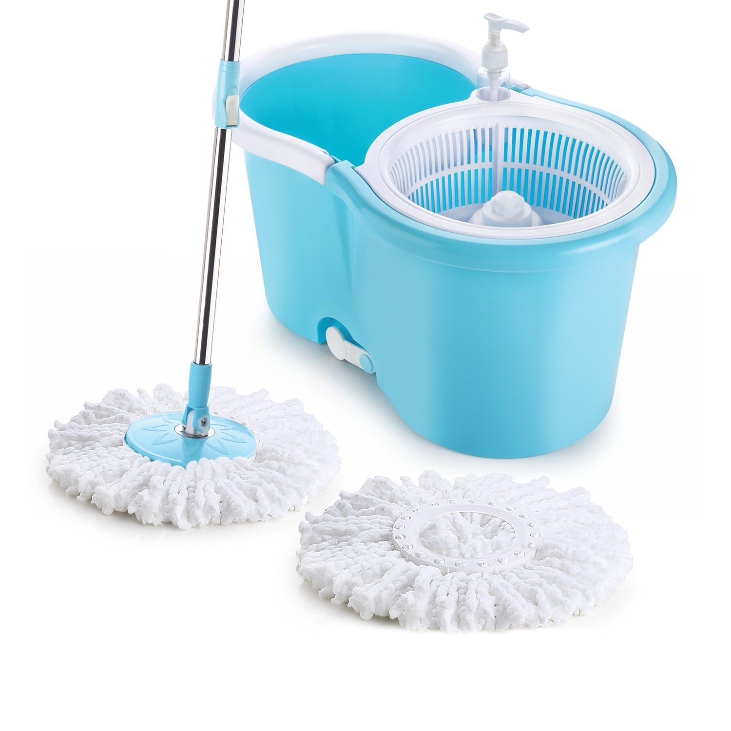 8702 Plastic Spinner Bucket Mop 360 Degree Self Spin Wringing With 2 Absorbers For Home And Office Floor Cleaning Mops Set Wukusy