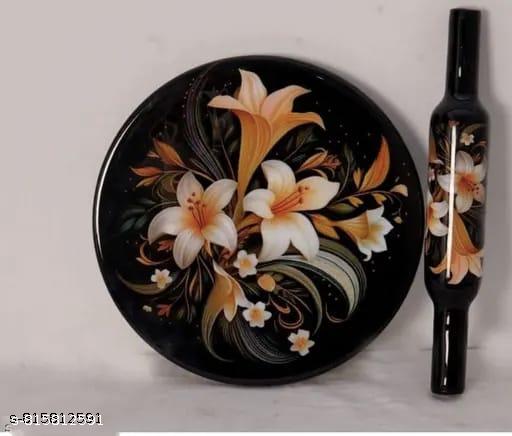 indian Marble Printed Chakla/Rolling Pin Board/Roti Maker/Chakla/Chapati Maker for Home & Kitchen | Finished Marble Roti Maker (10 Inch) ( Multi chakla belan)