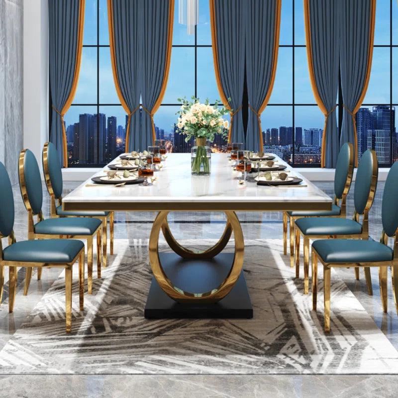 7 - Piece Faux Marble Top Pedestal Dining Set - Ouch Cart