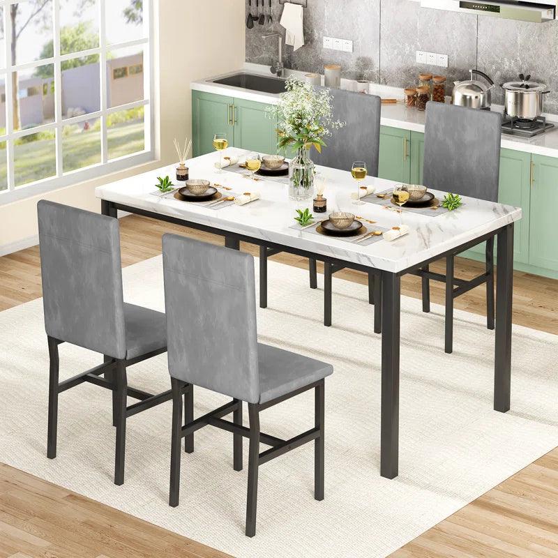 Piece Dining Set with Velvet Upholstered Dining Chairs - Ouch Cart