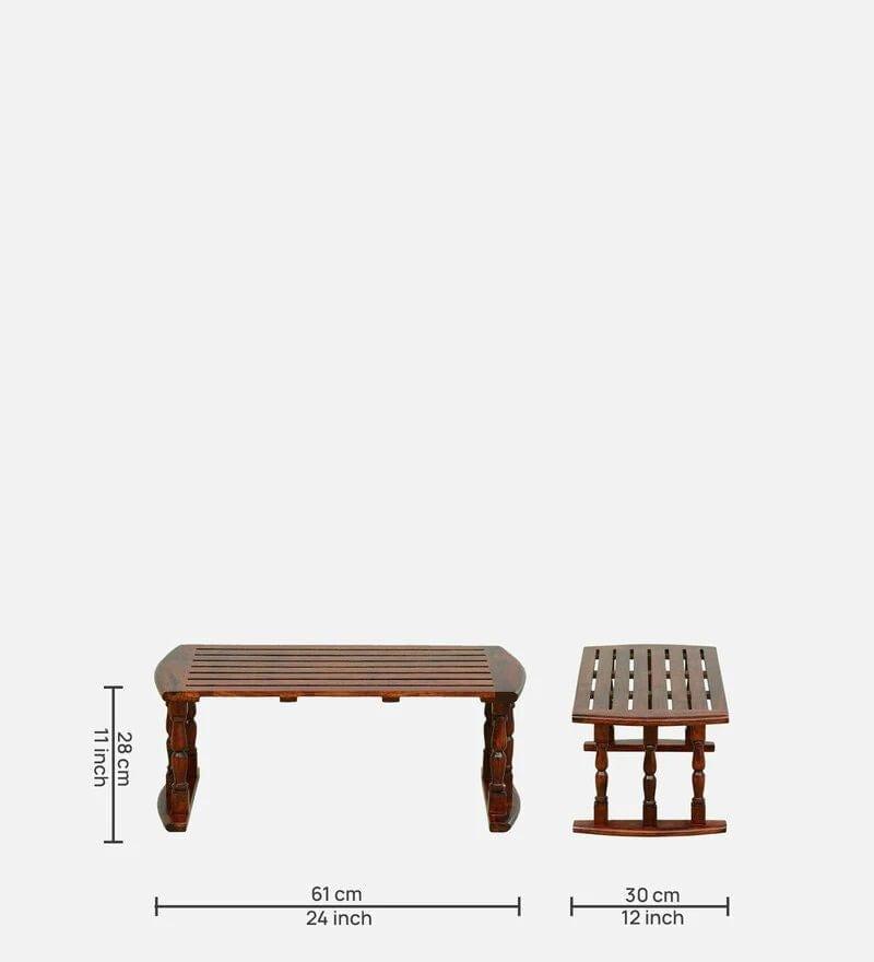 Sheesham Wood Breakfast Table | Laptop Table - Walnut Finish - Ouch Cart